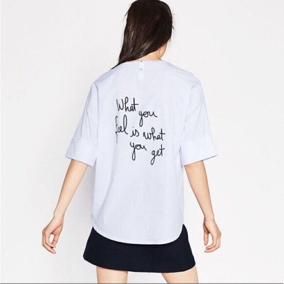 Zara What You Feel Is What You Get Striped Cotton Top - Picture 1 of 11